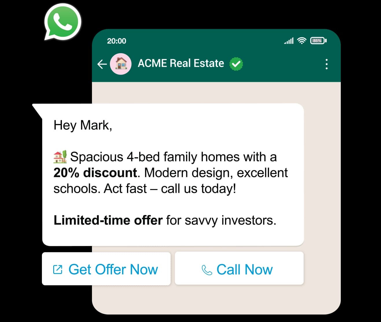 A campaign message shown on a phone