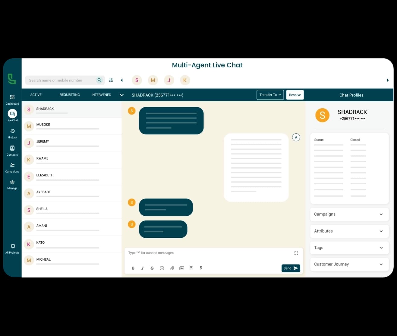 The Luminous CRM shared team inbox