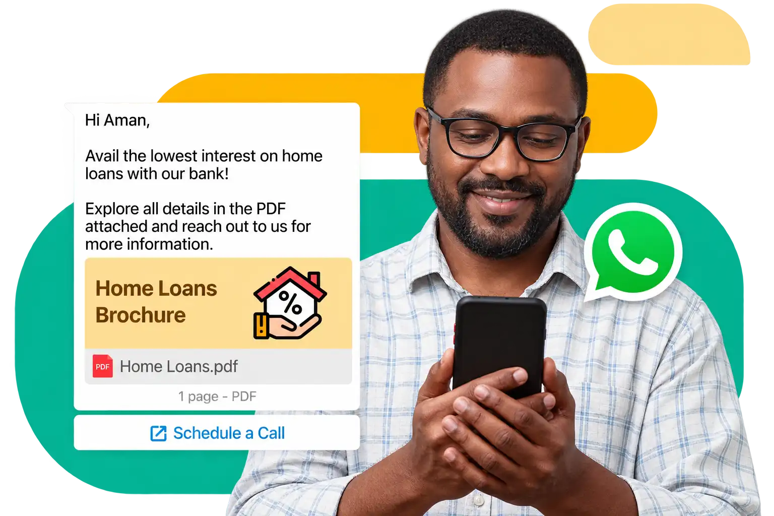 A loan brochure sent as a PDF with a schedule a call button