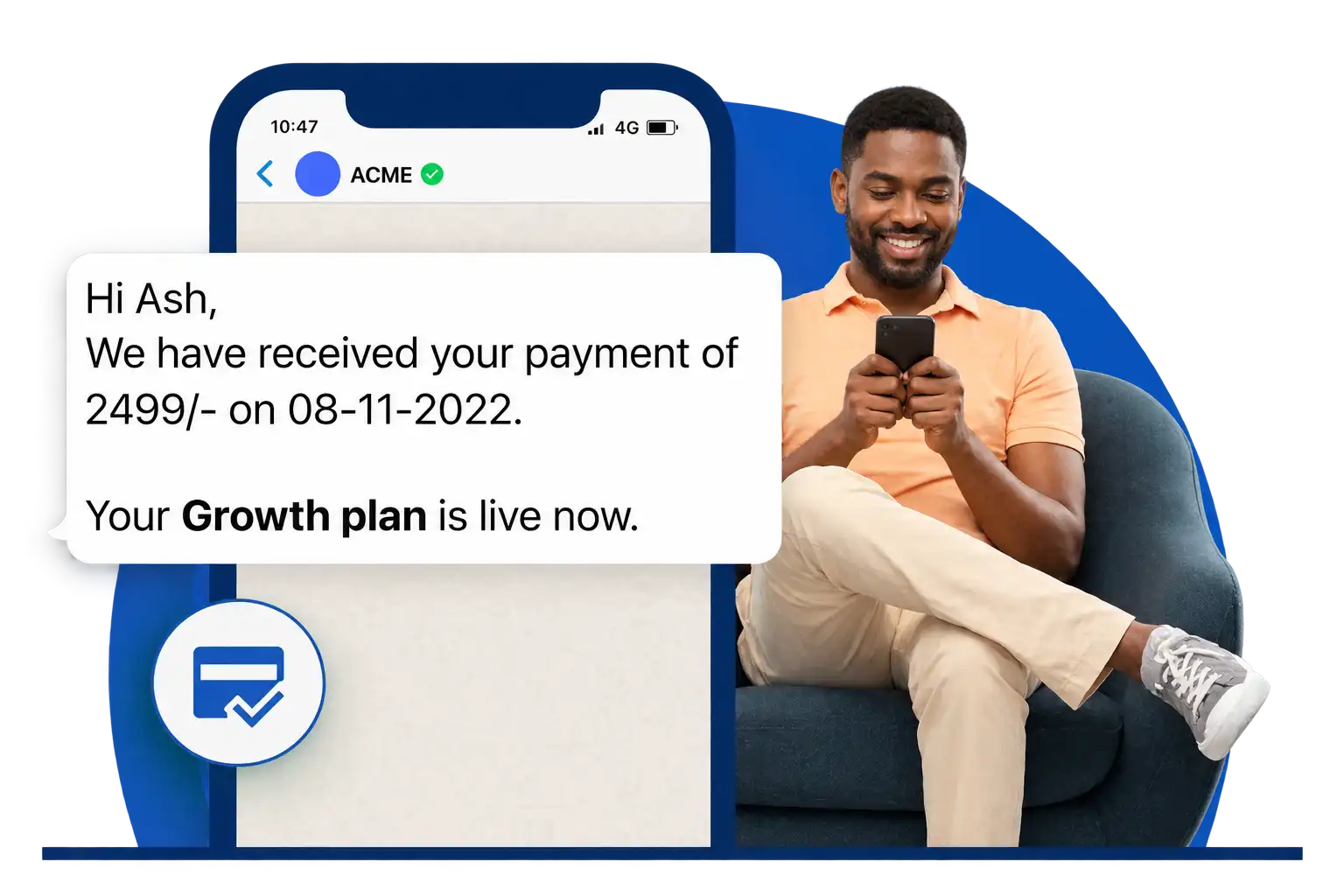 A payment confirmation message on WhatsApp
