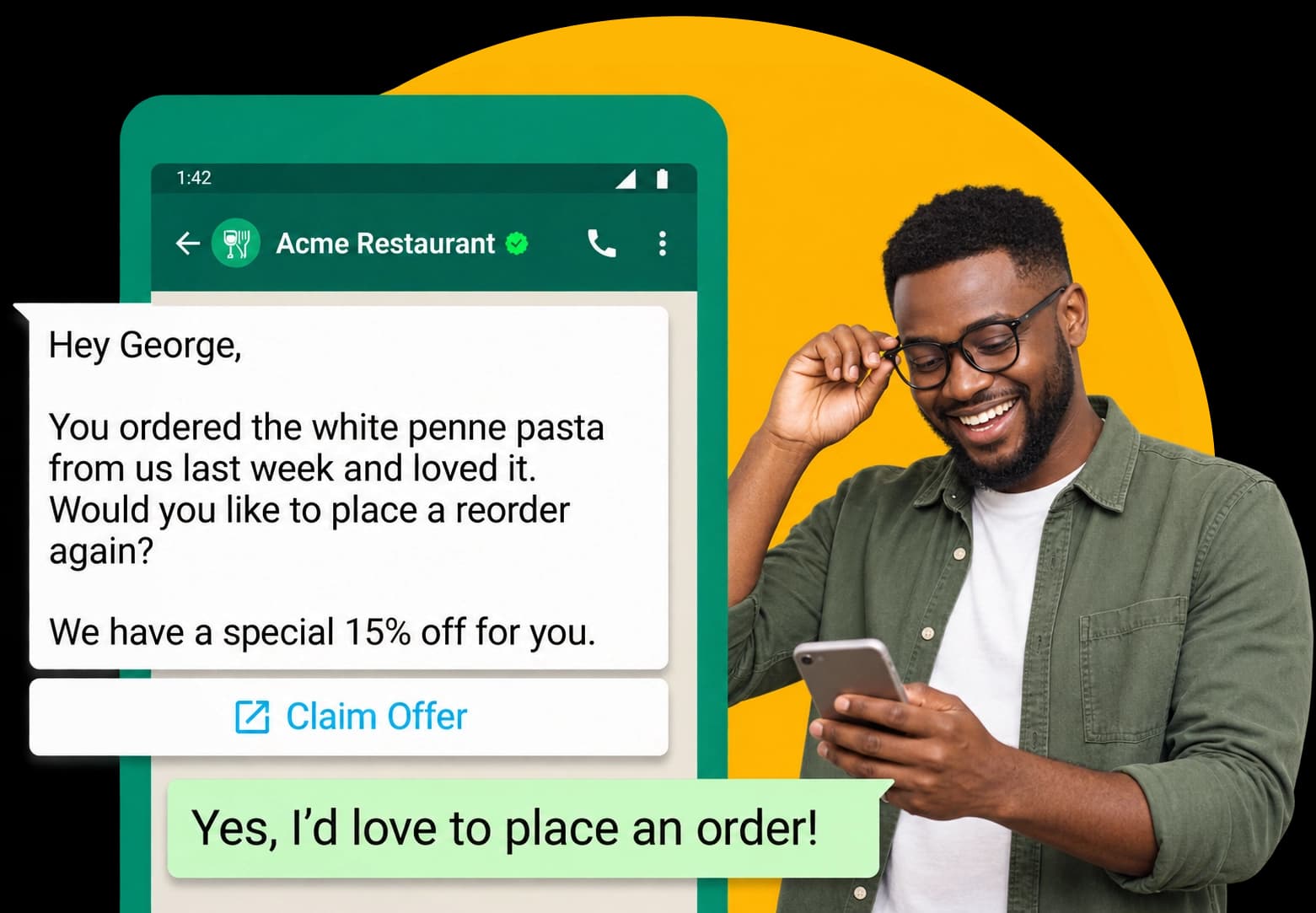 A reorder offer with a claim offer button